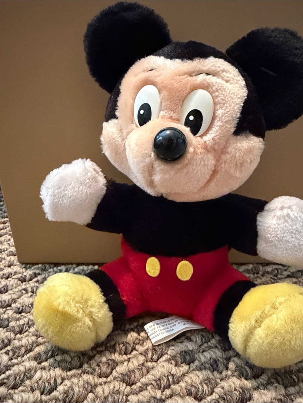 Vintage 1980’s Disney Mickey Mouse Plush - Black, Red, Yellow, Cream